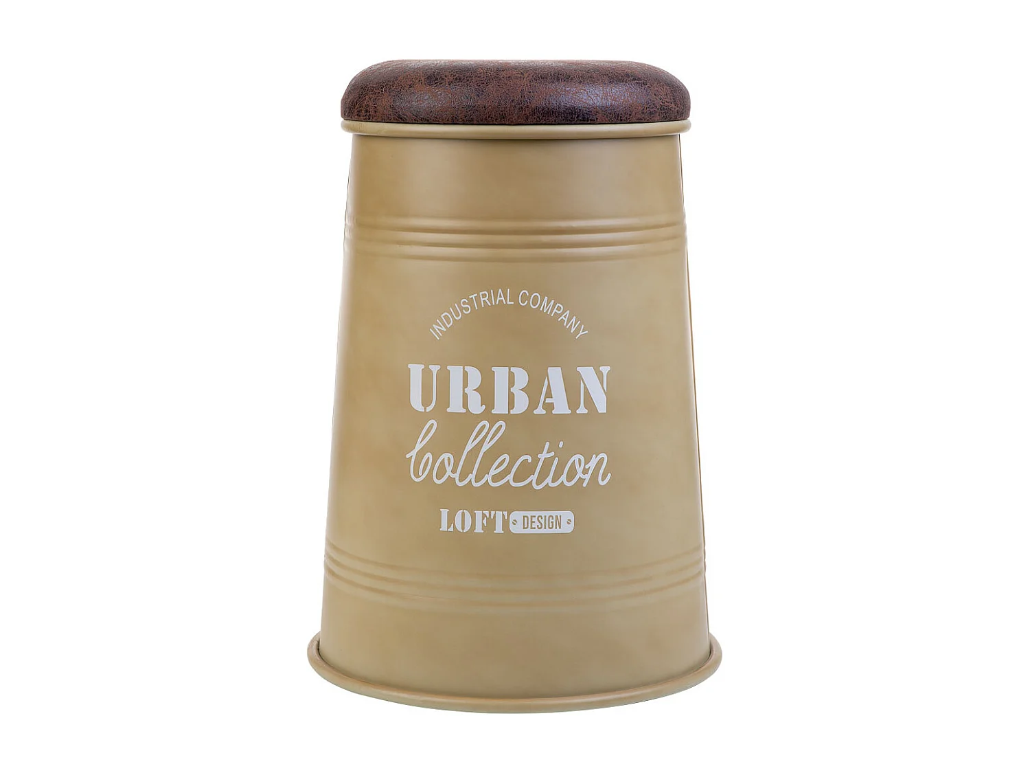 Hocker Metall gepolstert, bedruckt, beige