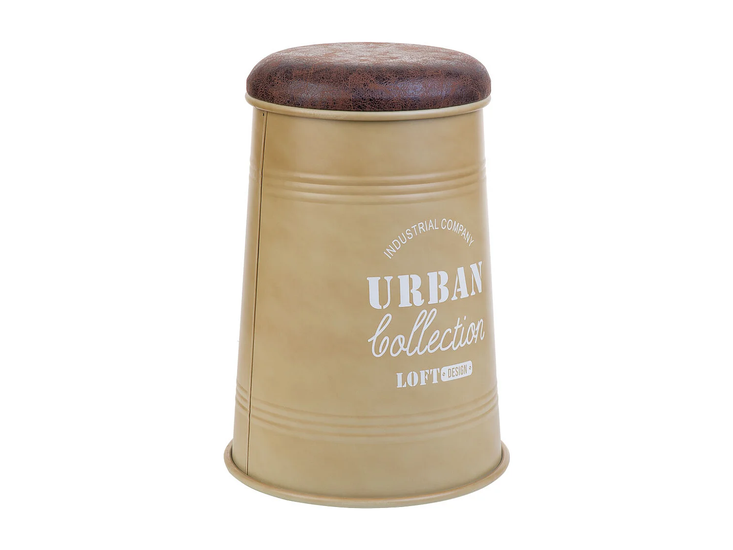 Hocker Metall gepolstert, bedruckt, beige