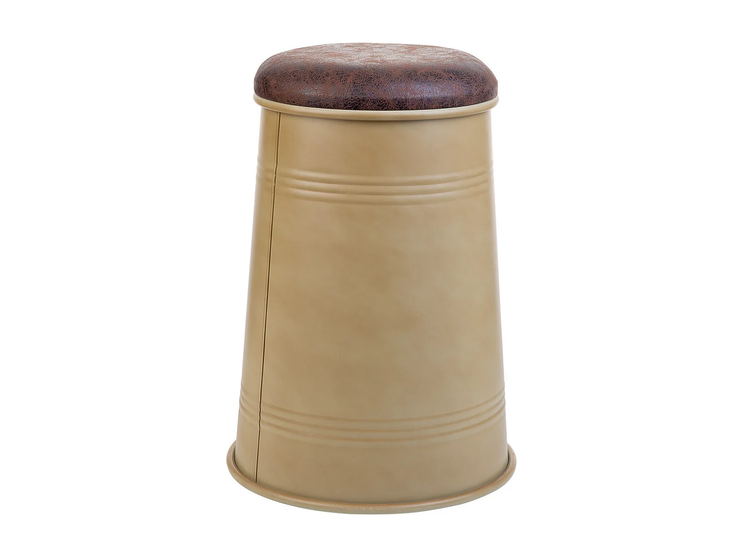 Hocker Metall gepolstert, bedruckt, beige