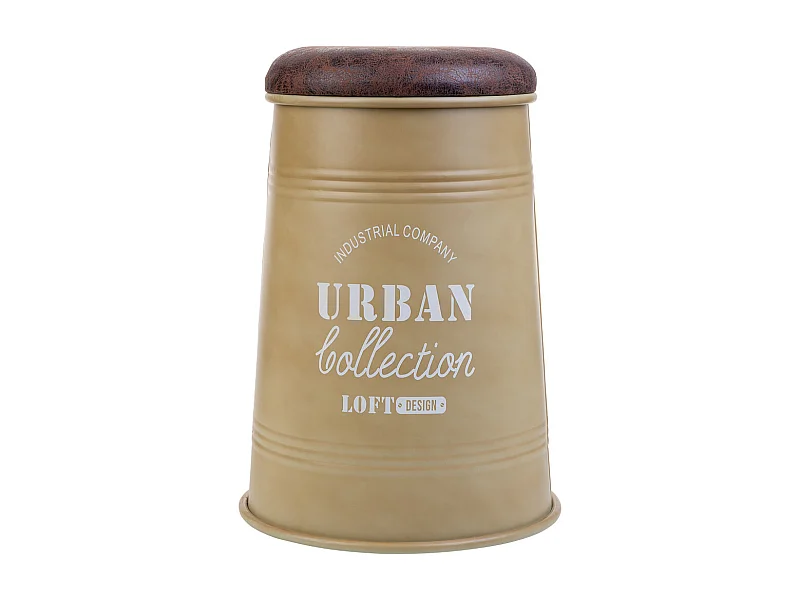 Hocker Metall gepolstert, bedruckt, beige