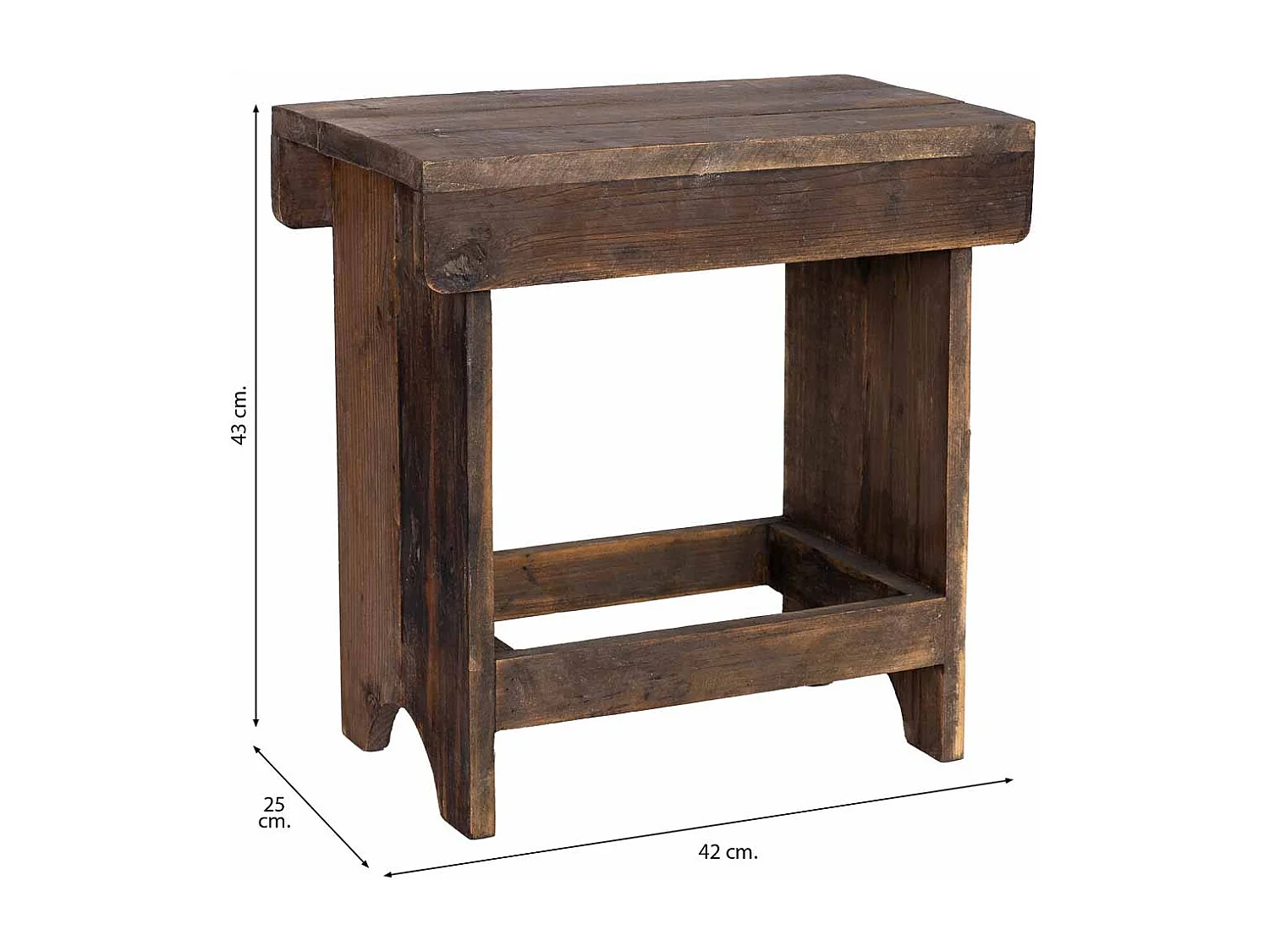Taburete de madera 42x25x43h cm