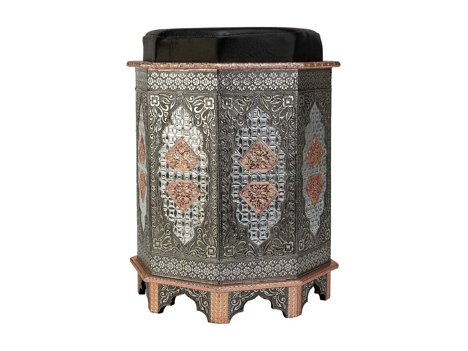 Sgabello in metallo dipinto a mano blu 31x31x42h