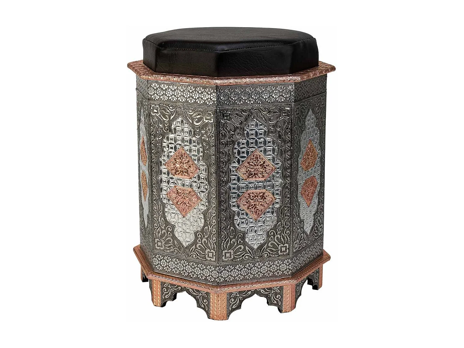 Blauer handbemalter Metallhocker 31x31x42h cm