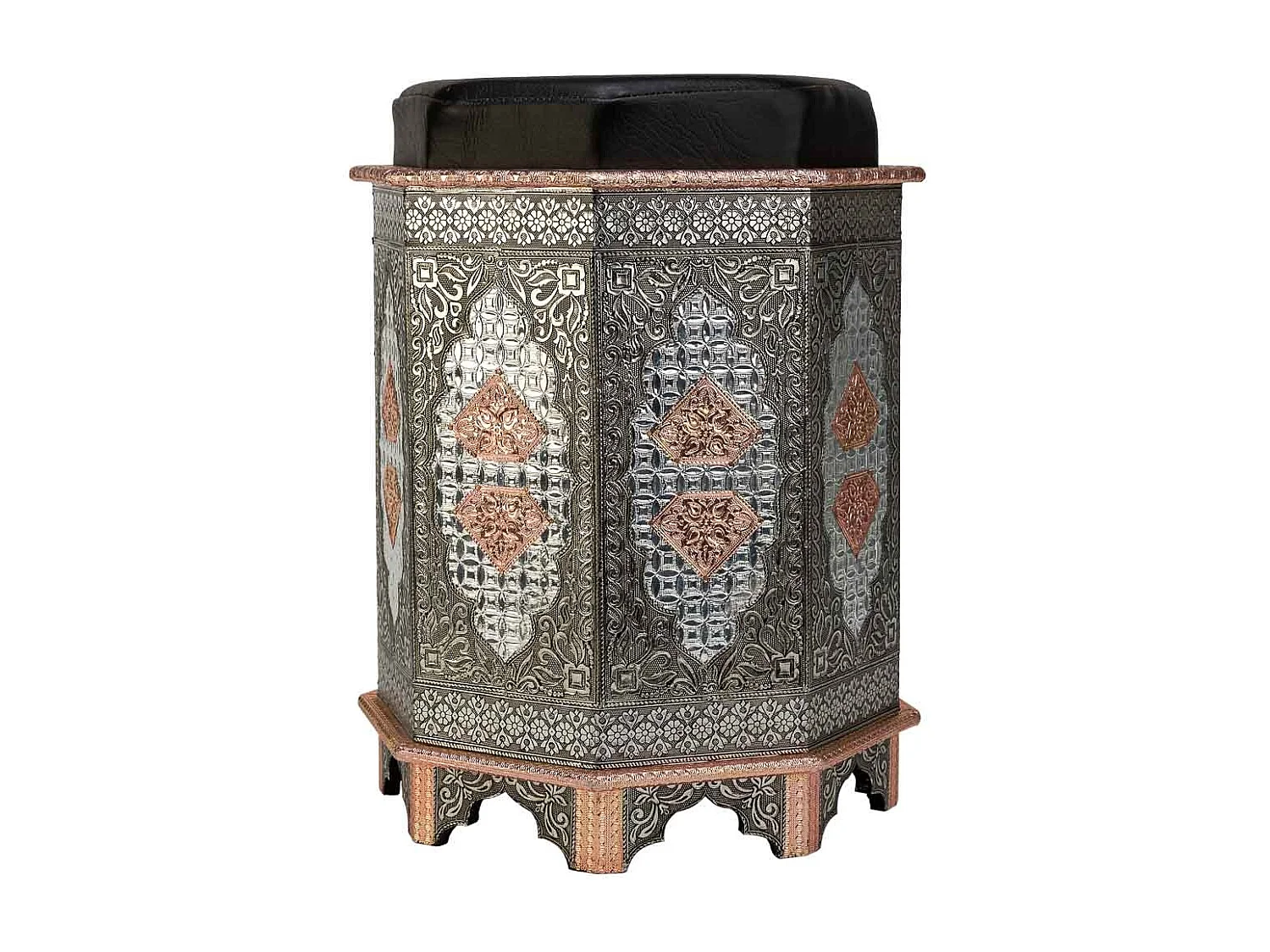 Blauer handbemalter Metallhocker 31x31x42h cm