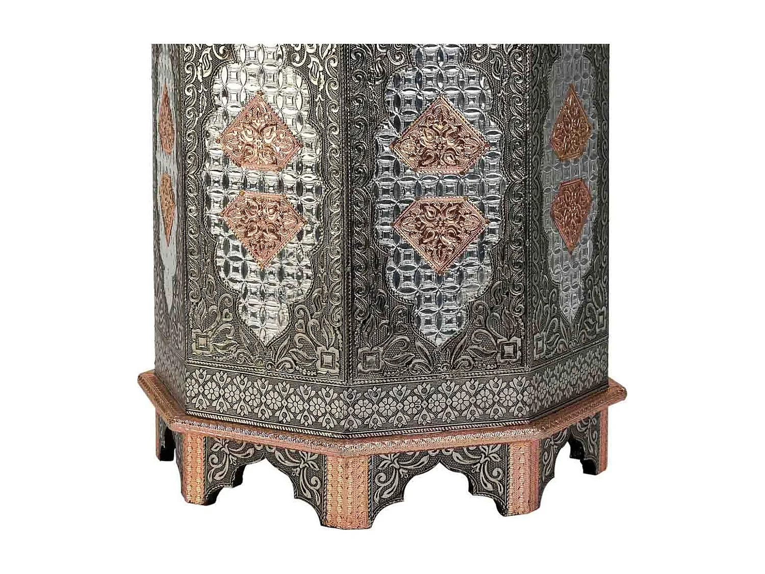 Blauer handbemalter Metallhocker 31x31x42h cm