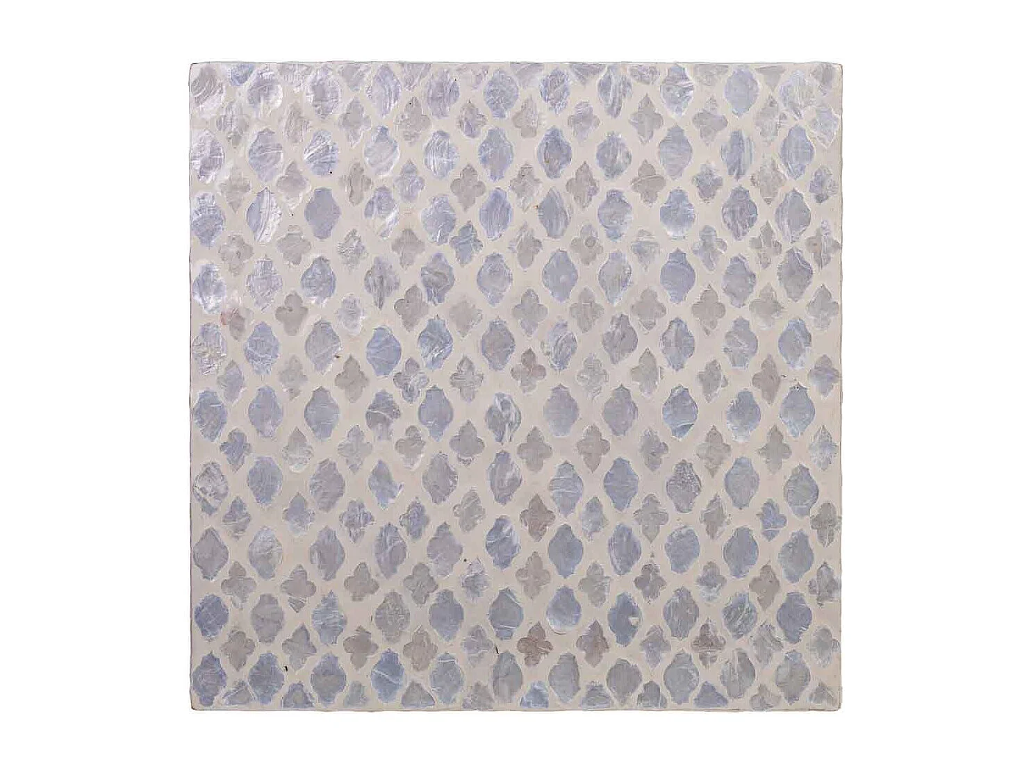 Beiger Hocker aus Capiz und Holz, 35x35x45H cm