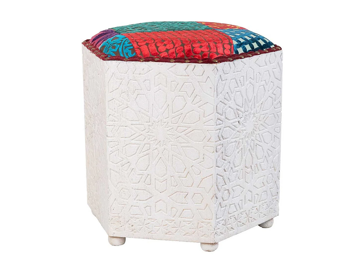 Sgabello in legno bianco 46x46x41h