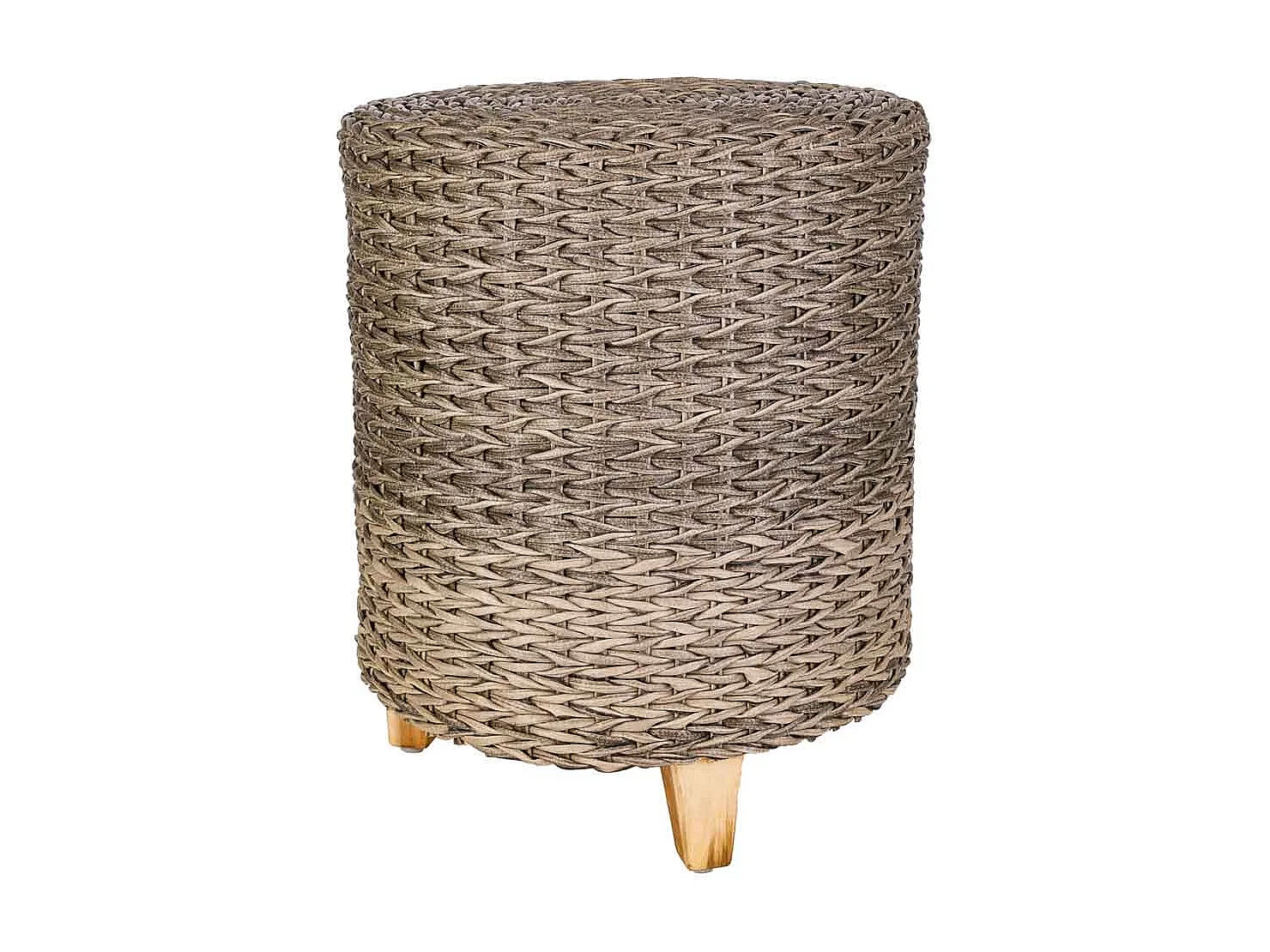 Grauer Polyrattan-Hocker, T40x48h cm