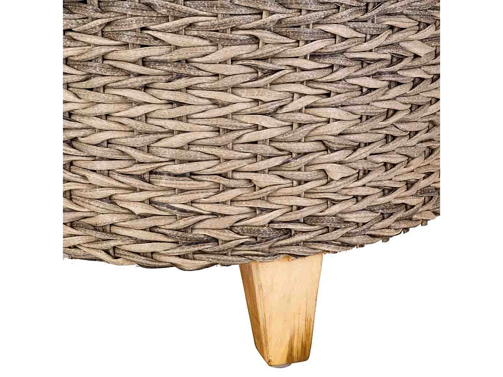 Grauer Polyrattan-Hocker, T40x48h cm