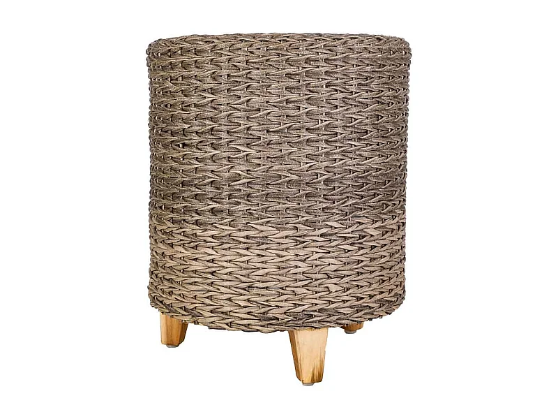 Grauer Polyrattan-Hocker, T40x48h cm