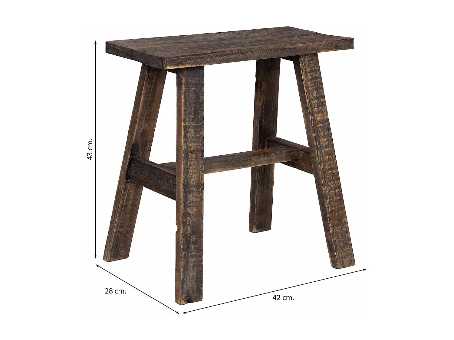 Taburete de madera 42x28x43h cm