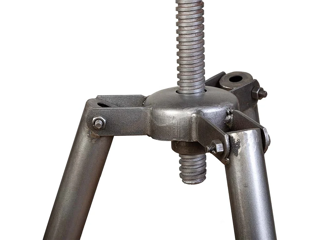 Hocker aus Metall und braunem Leder, 39x39x55h cm