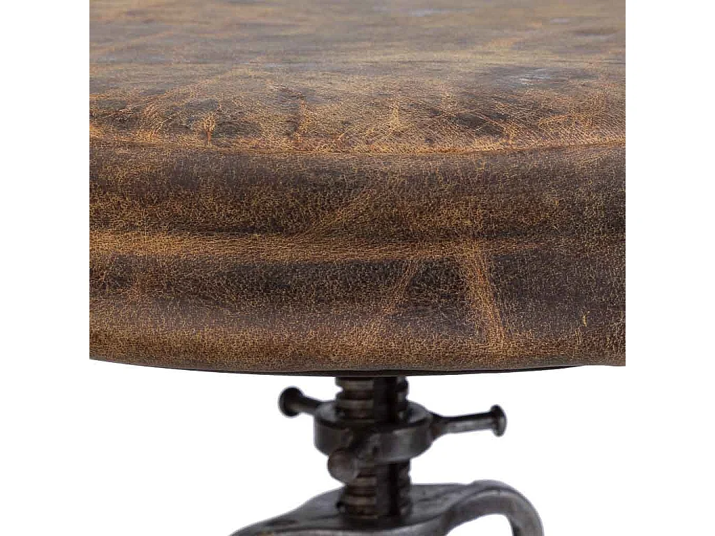 Hocker aus Metall und braunem Leder, 32x32x57h cm