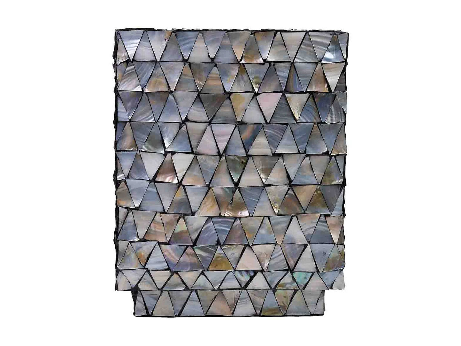 Hocker aus Holz und Perlmutt, grau, 35x35x45H cm