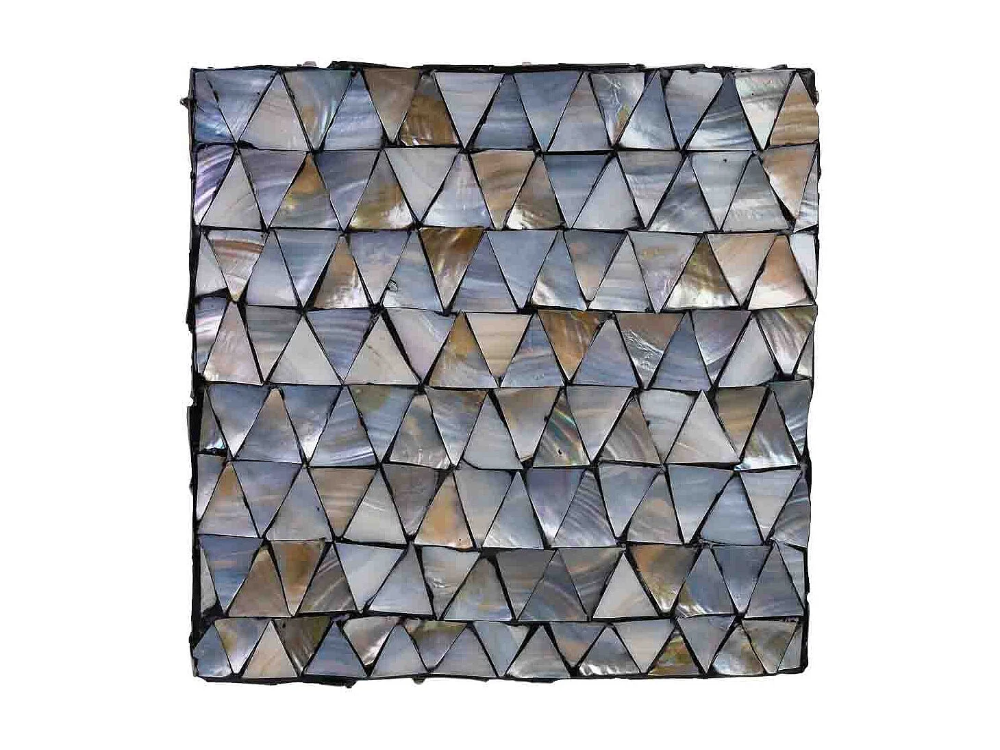 Hocker aus Holz und Perlmutt, grau, 35x35x45H cm