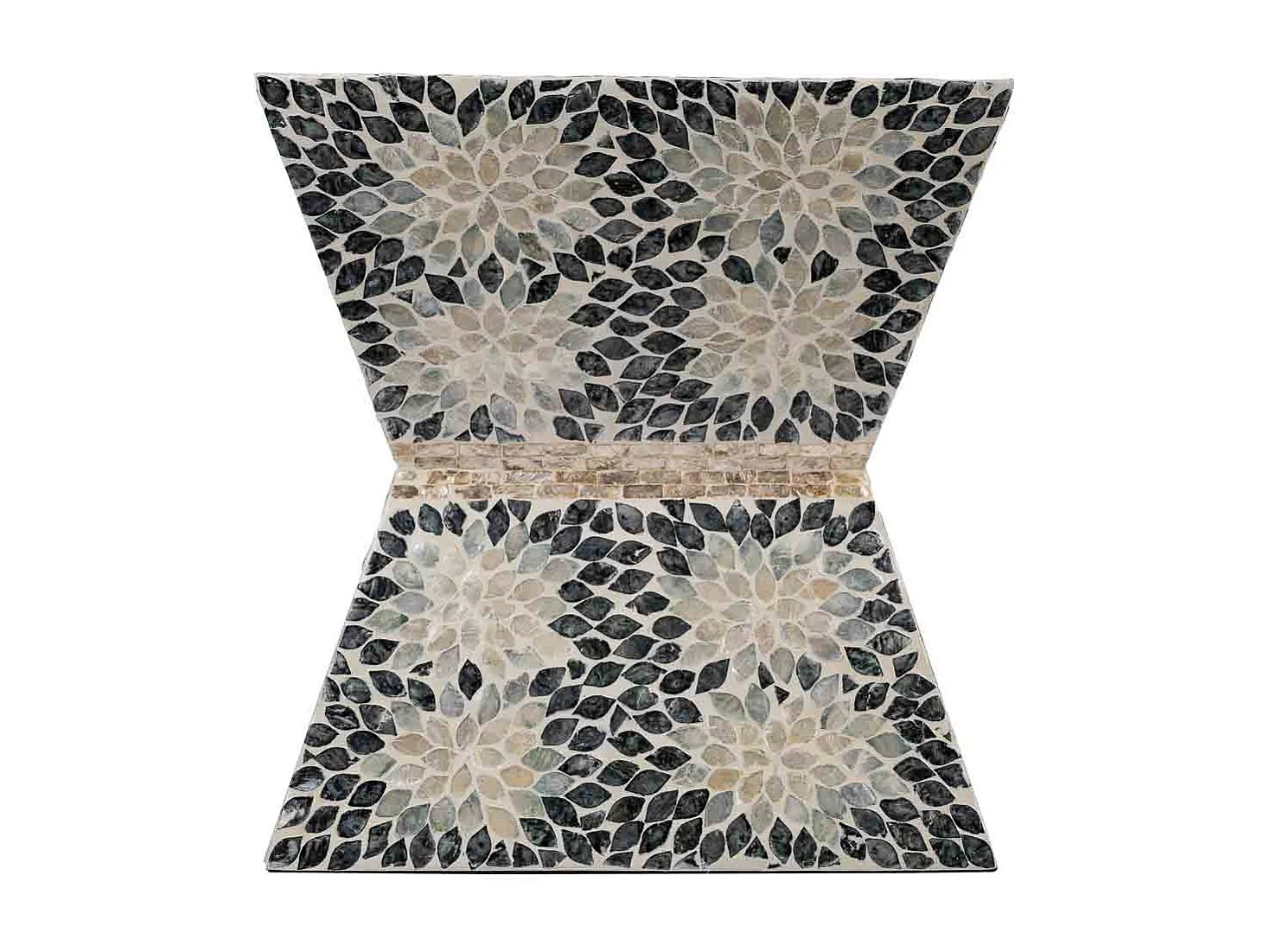 Holzhocker in grauem Capiz, 46x46x48 cm