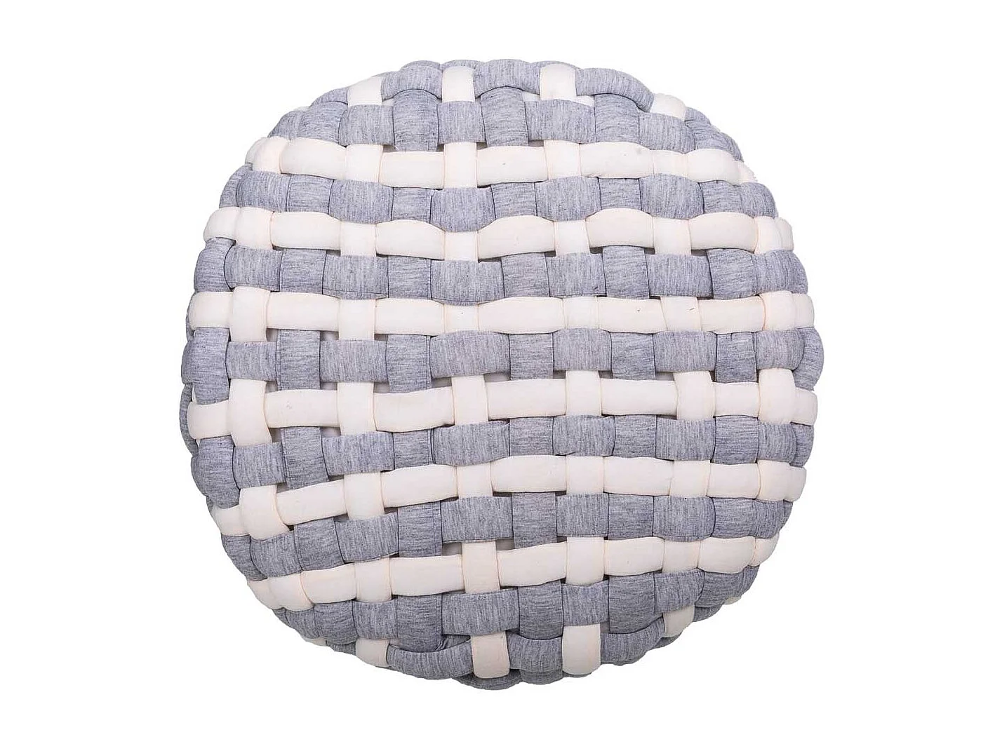 Grauer Hocker aus gewebter Baumwolle und Holz, 40x40x36h cm