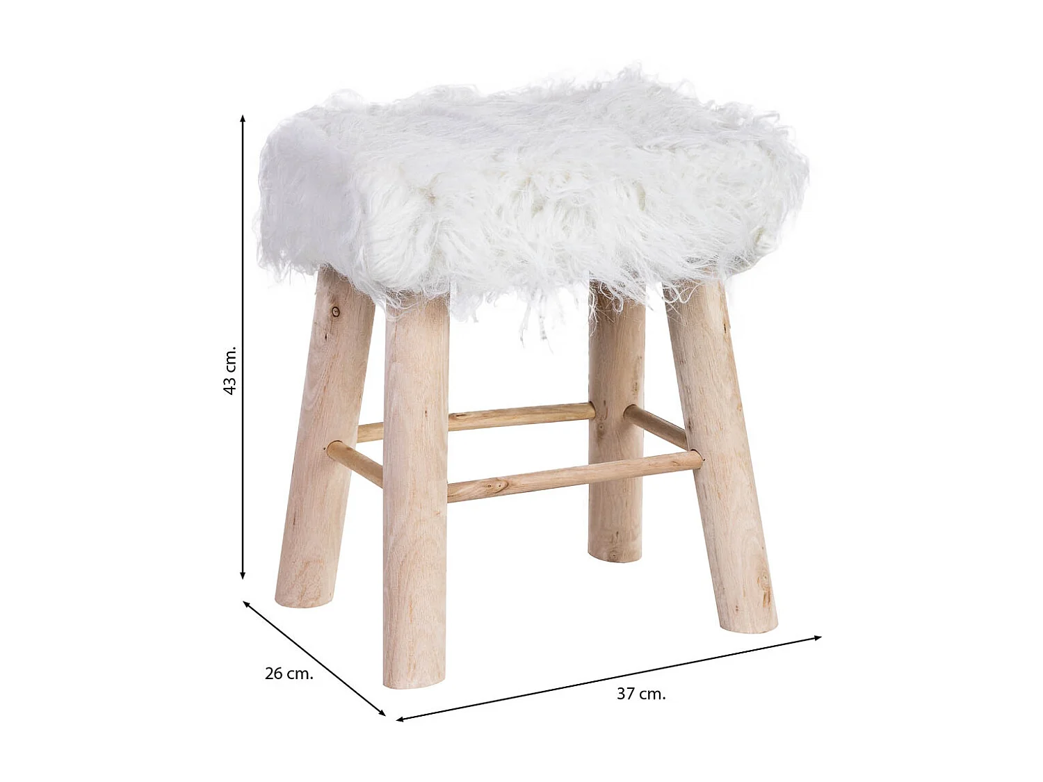 Holzhocker mit Stoffbezug, 37x26x43H cm, weiß