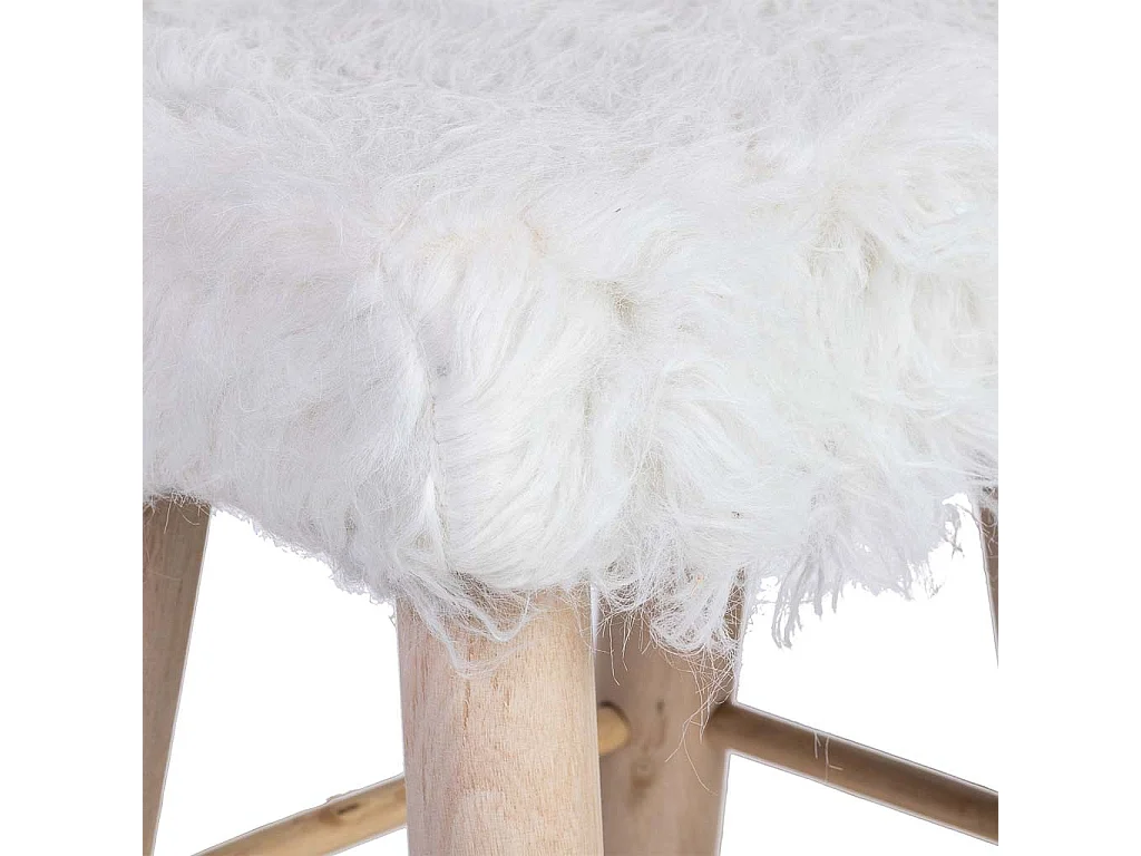 Holzhocker mit Stoffbezug, 37x26x43H cm, weiß