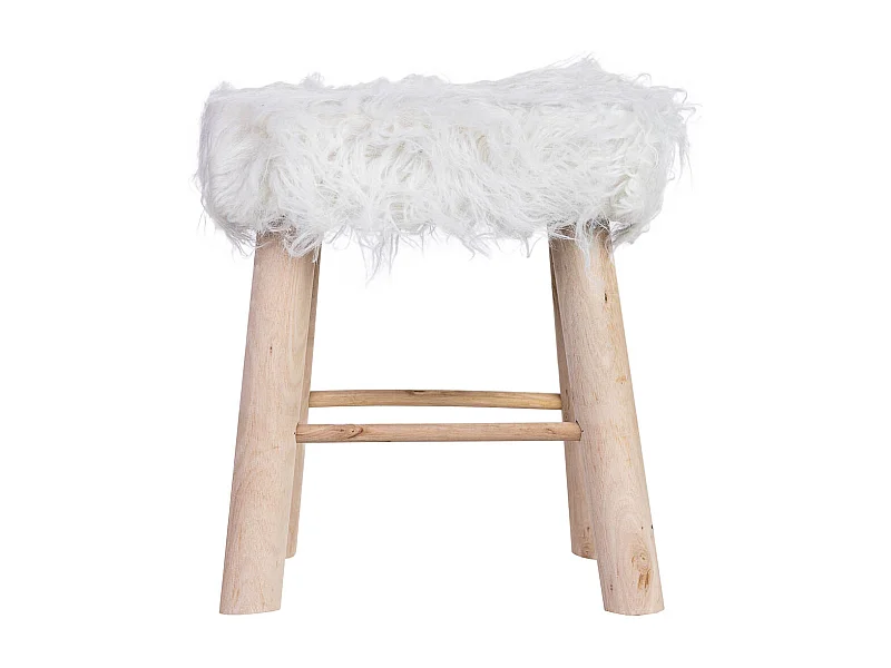 Holzhocker mit Stoffbezug, 37x26x43H cm, weiß