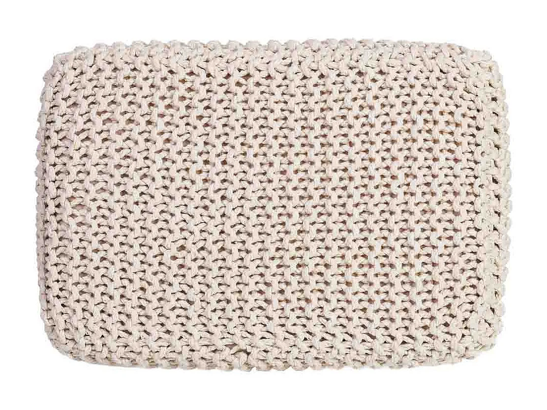 Hocker aus gewebter Baumwolle und Holz, 26x39x44H cm, weiß