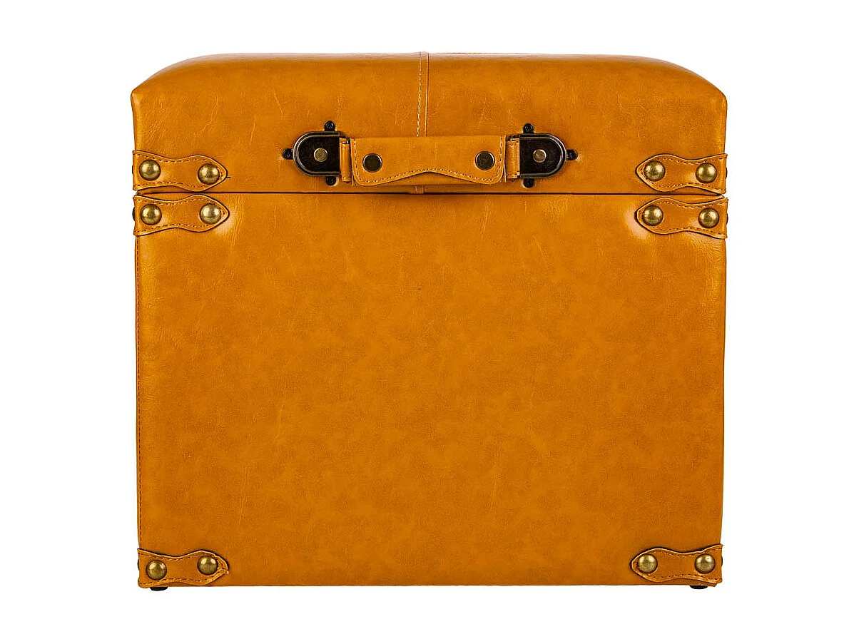 Sgabello con cassetti in similpelle arancione 38x38x35h