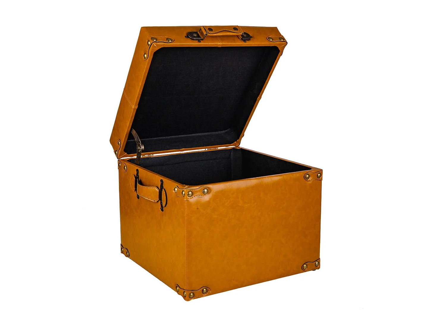 Sgabello con cassetti in similpelle arancione 38x38x35h