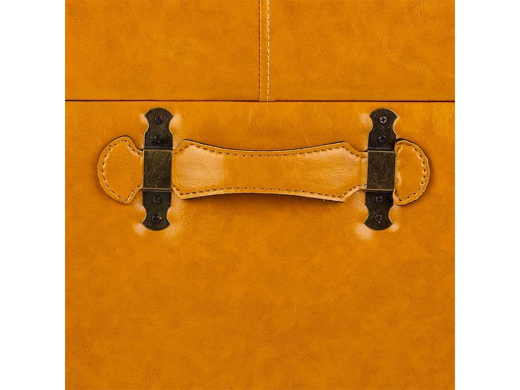 Sgabello con cassetti in similpelle arancione 38x38x35h