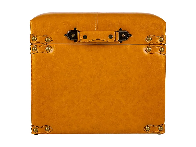 Orangefarbener Schubladenhocker aus Kunstleder, 38x38x35h cm