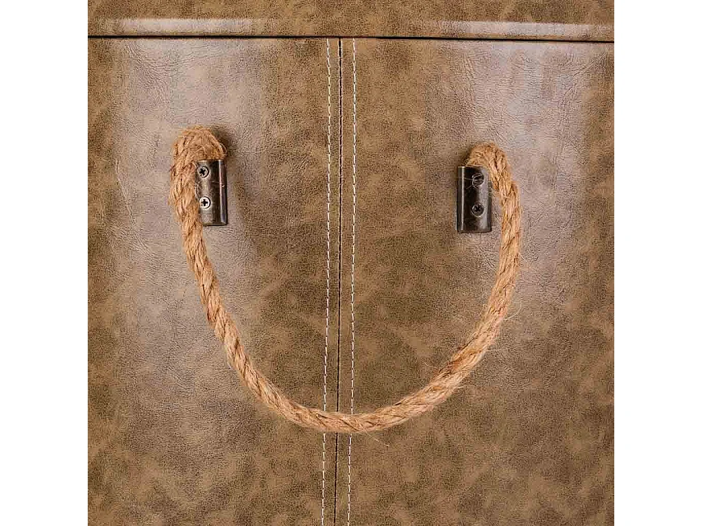 Hocker aus grauem Holz und Leinen, T40x42h cm