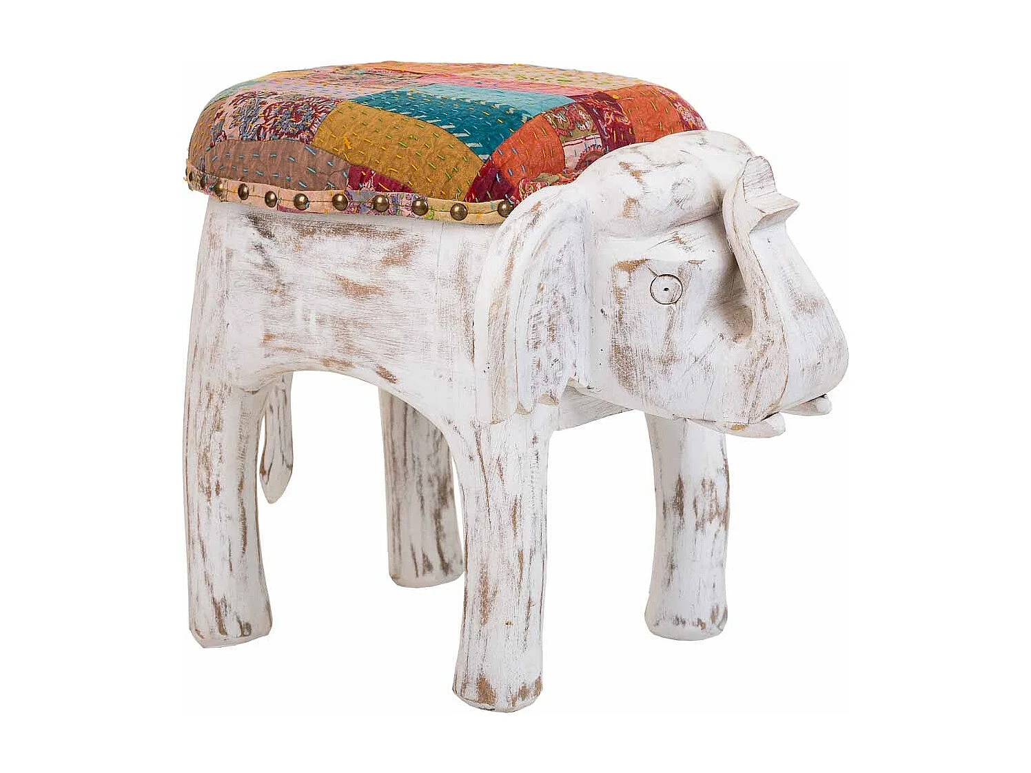 Weißer Holzhocker 36x51x37h cm