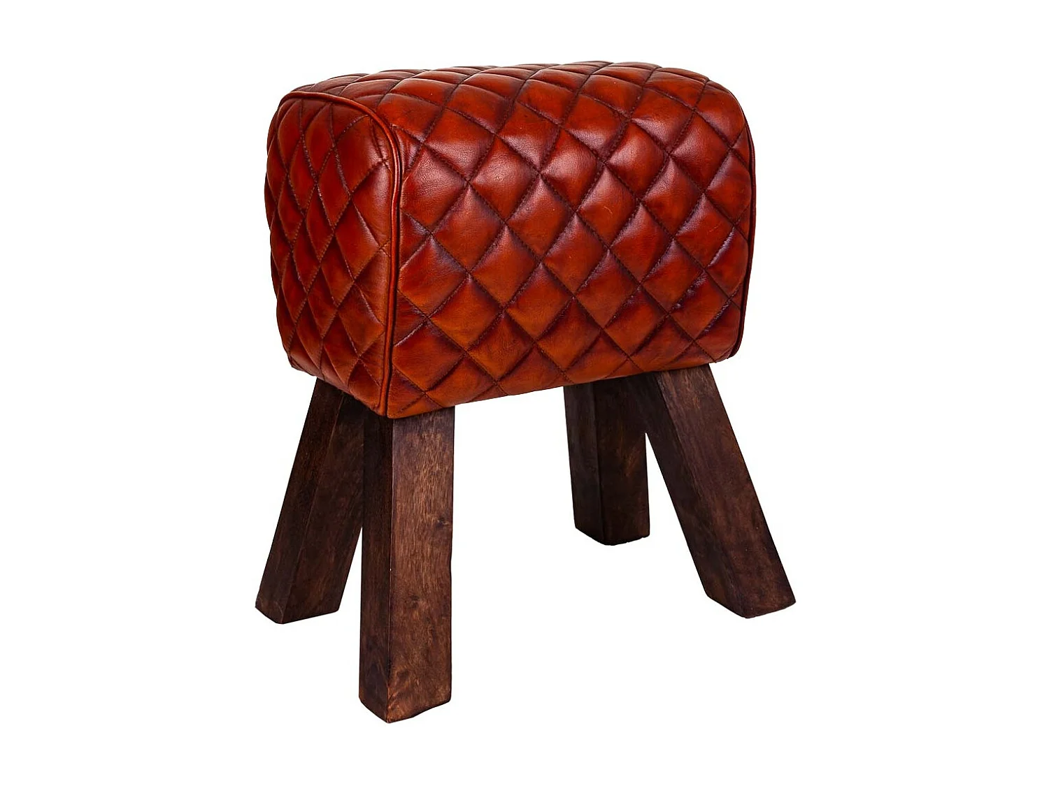 Brauner Lederhocker 41x30x51h cm