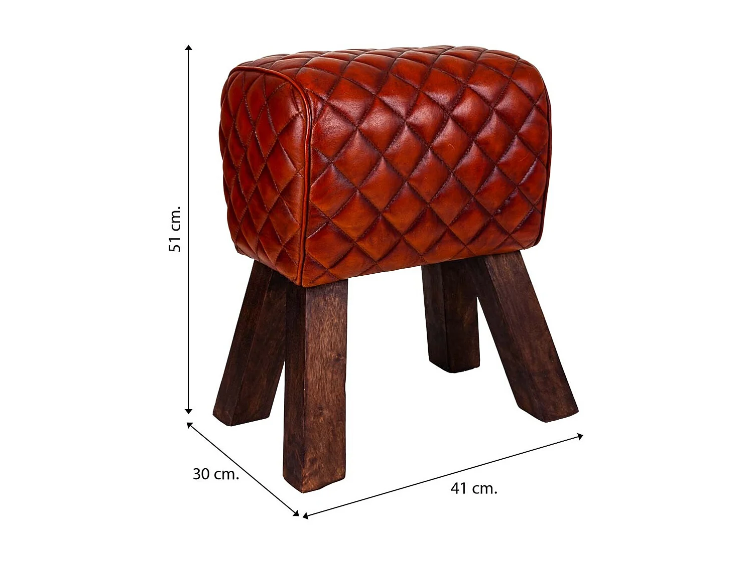 Brauner Lederhocker 41x30x51h cm