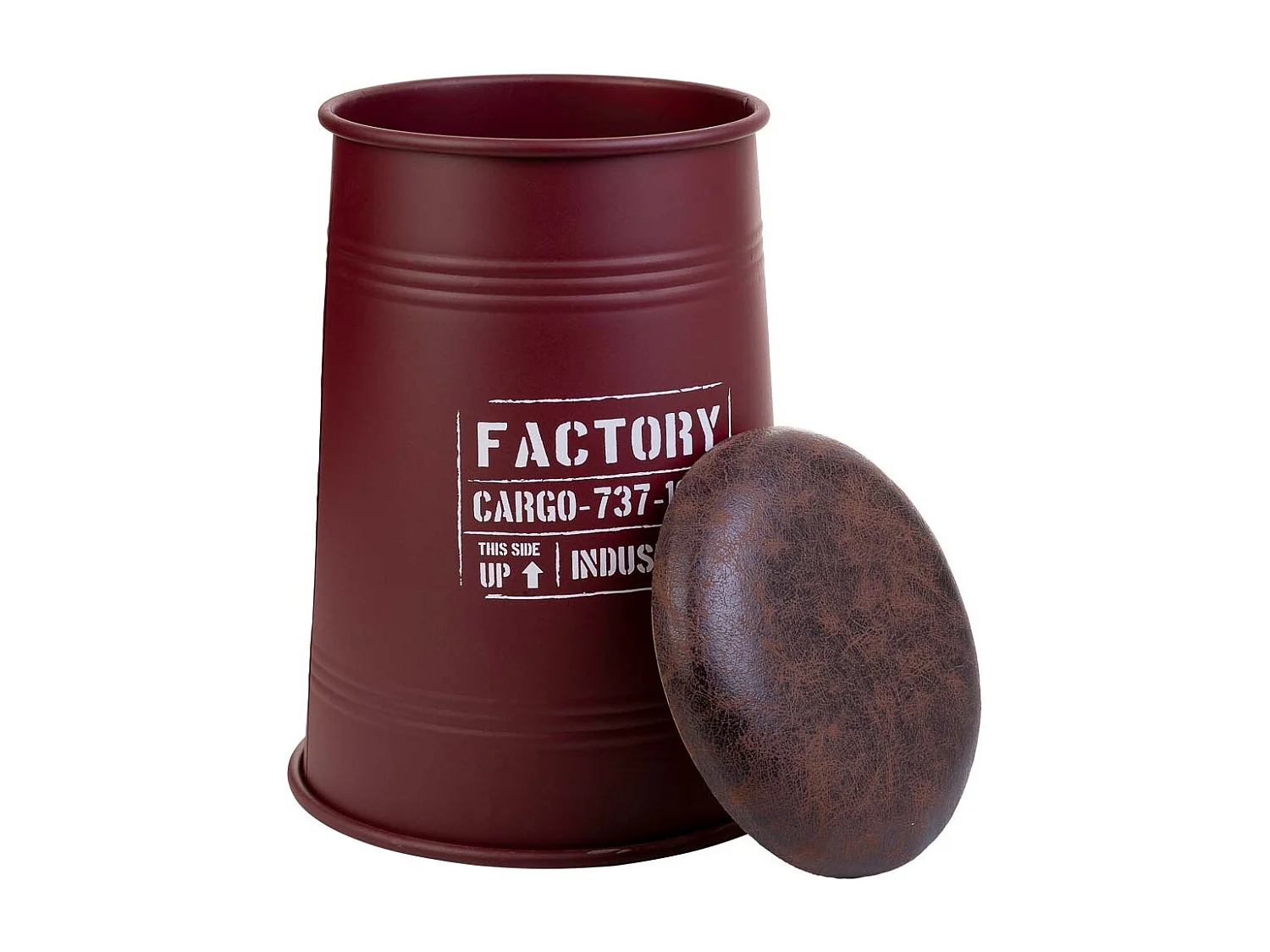 Tabouret en métal rembourré imprimé rouge 33x47