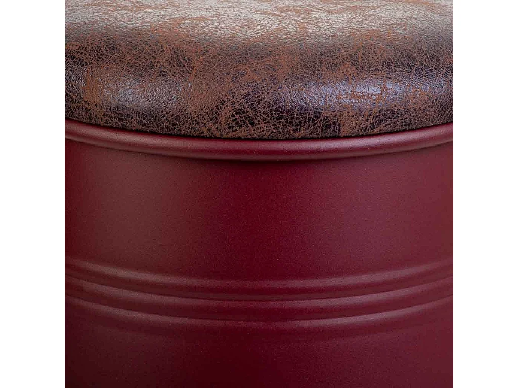 Tabouret en métal rembourré imprimé rouge 33x47