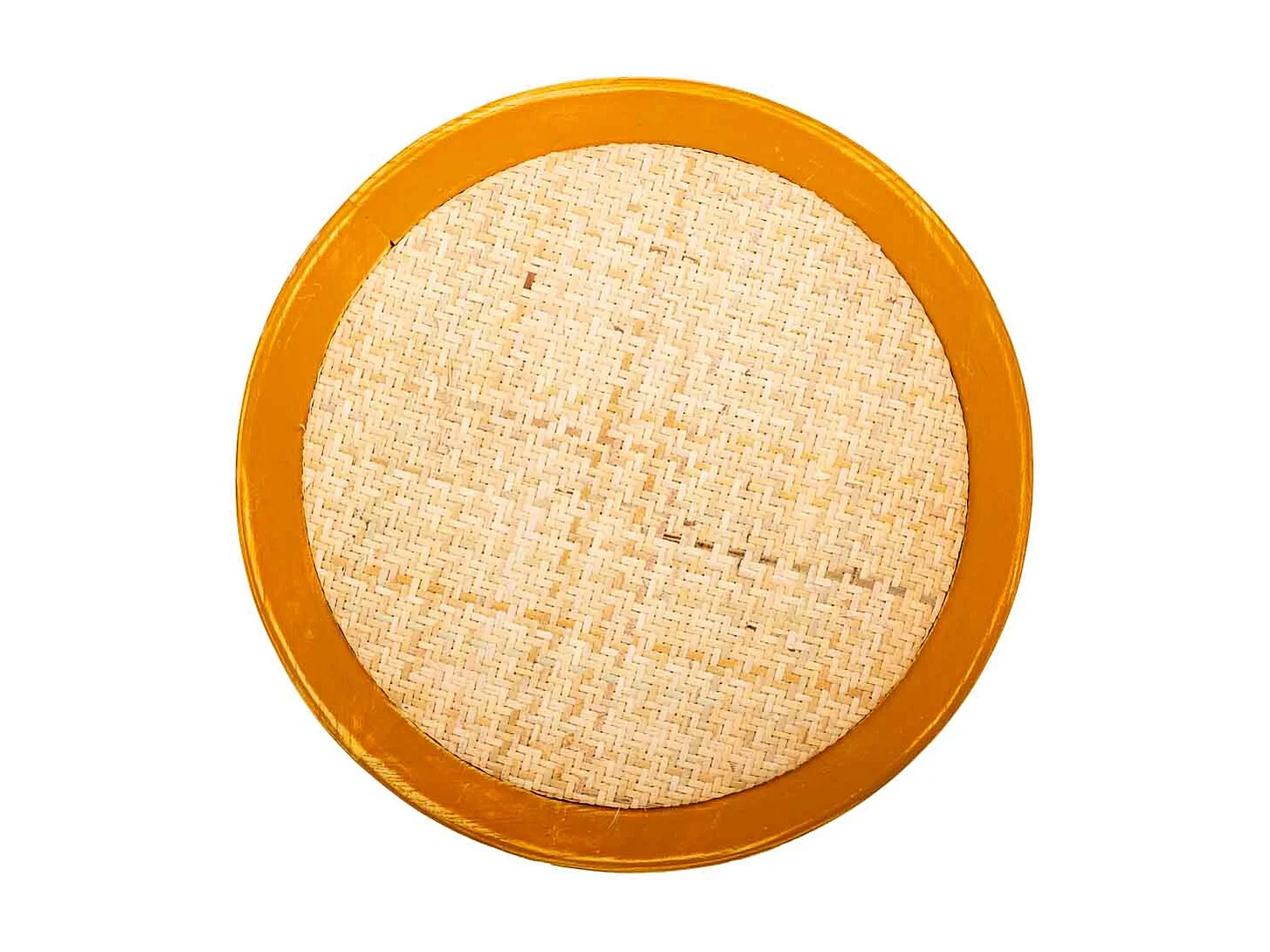 Sgabello in legno e seduta in rattan marrone d40x45h