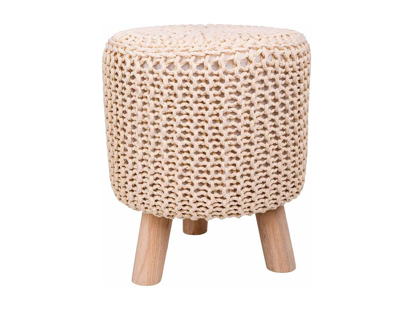 Hocker aus Holz und geflochtenem Baumwollstoff 32x32x40h cm