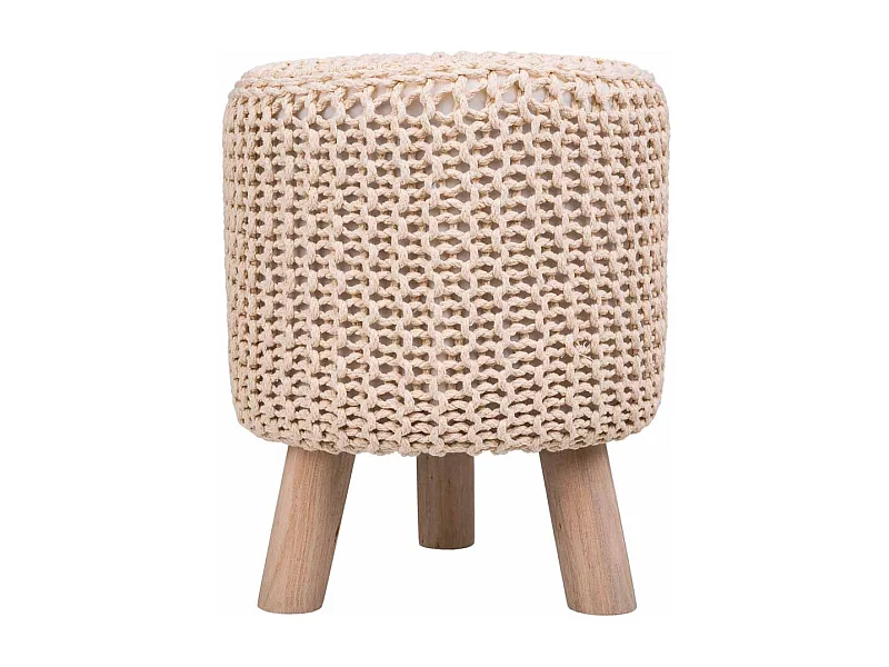 Hocker aus Holz und geflochtenem Baumwollstoff 32x32x40h cm