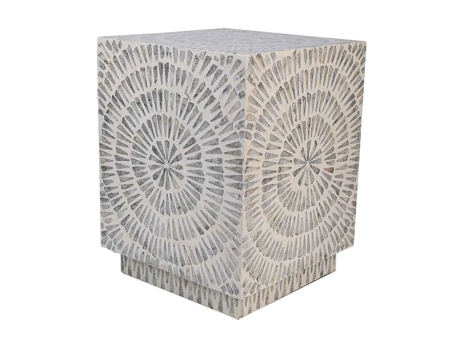 Holzhocker mit grauem Capiz-Finish, 35x35x45H cm