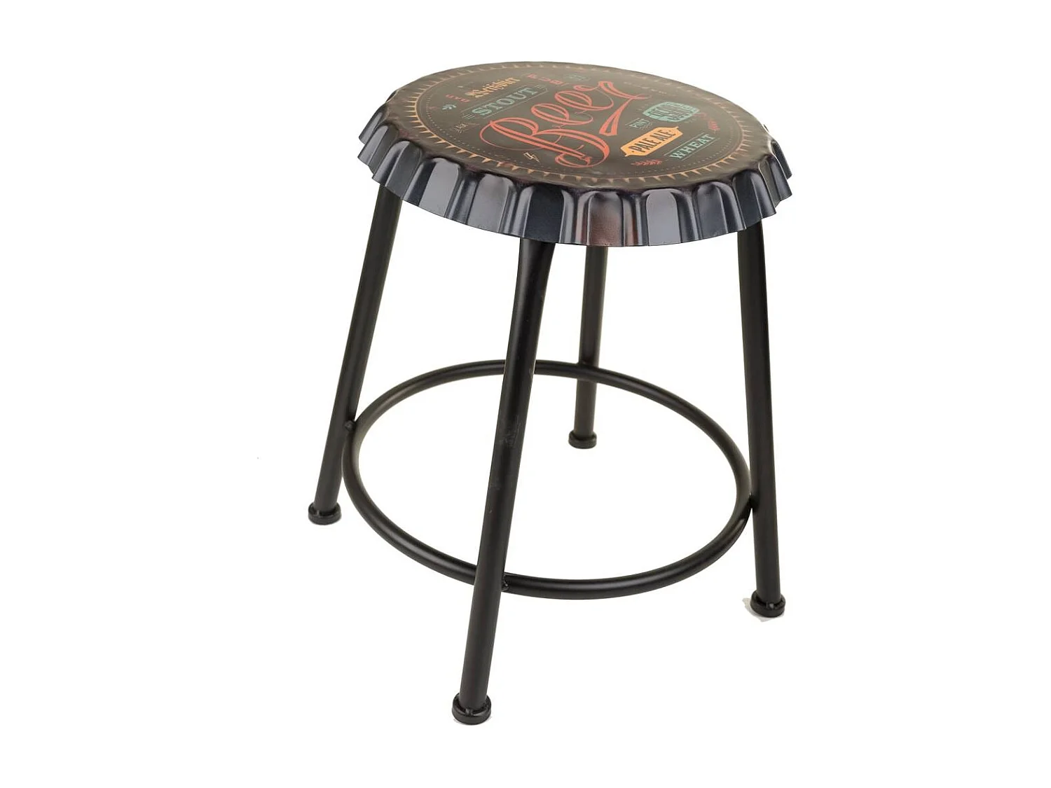 Runder schwarzer Metallhocker, Ø35 x H46 cm