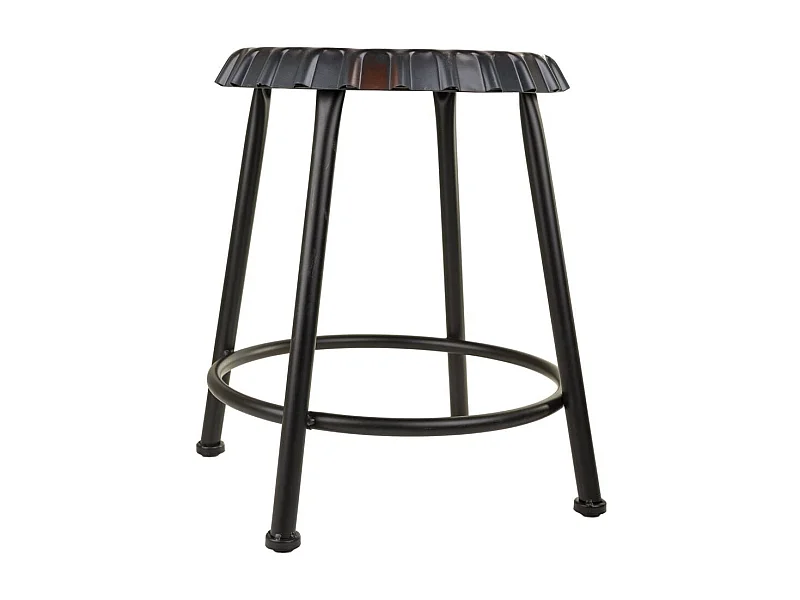 Runder schwarzer Metallhocker, Ø35 x H46 cm