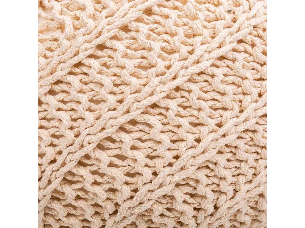 Pouf en coton tressé couleur crème 45x45x30h