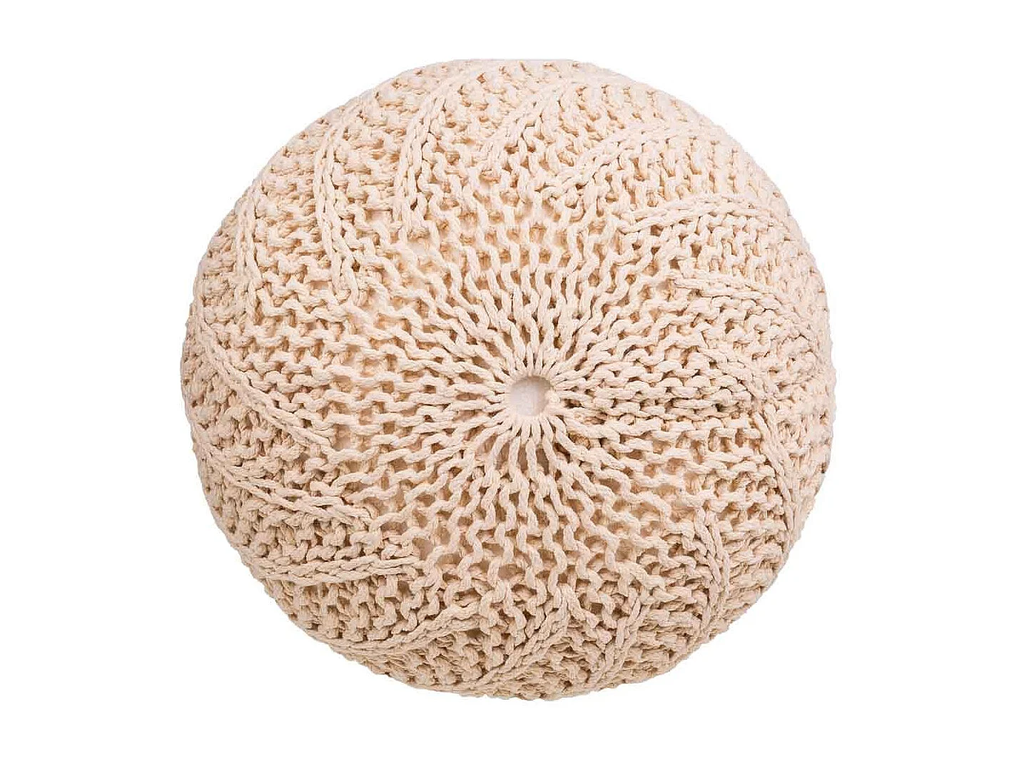 Pouf en coton tressé couleur crème 45x45x30h