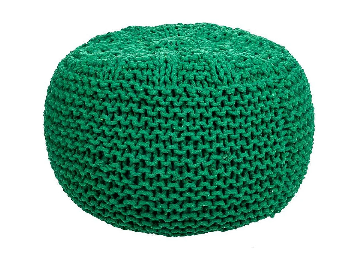 Pouf en coton tressé vert 38x38x30h