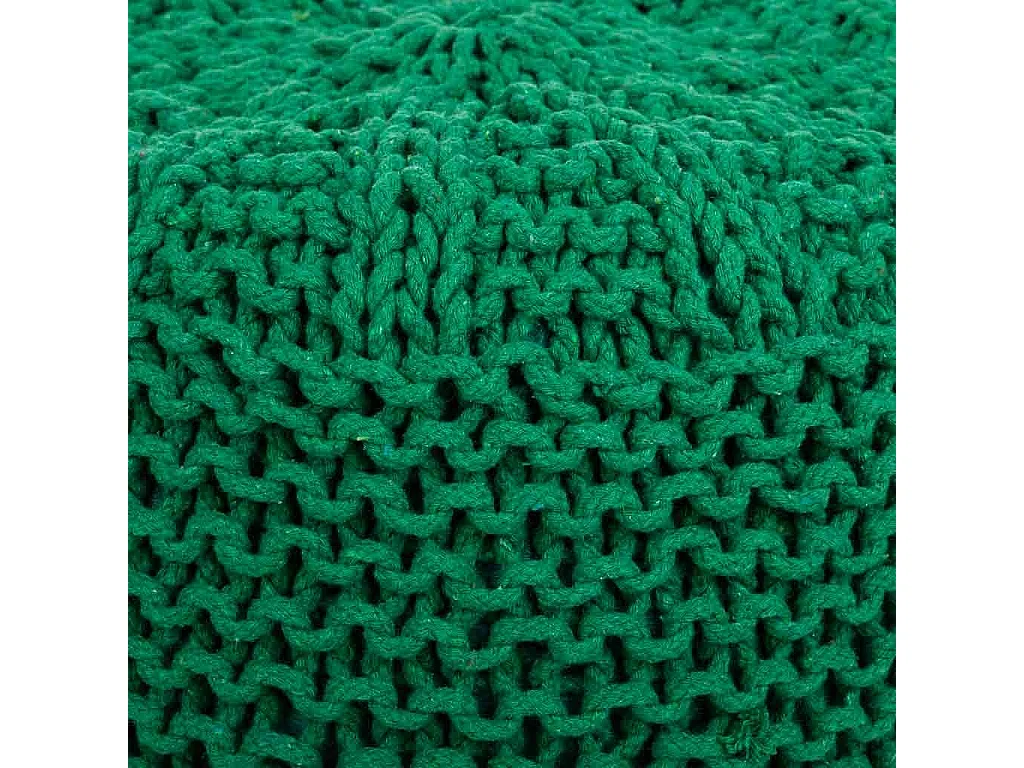Pouf en coton tressé vert 38x38x30h
