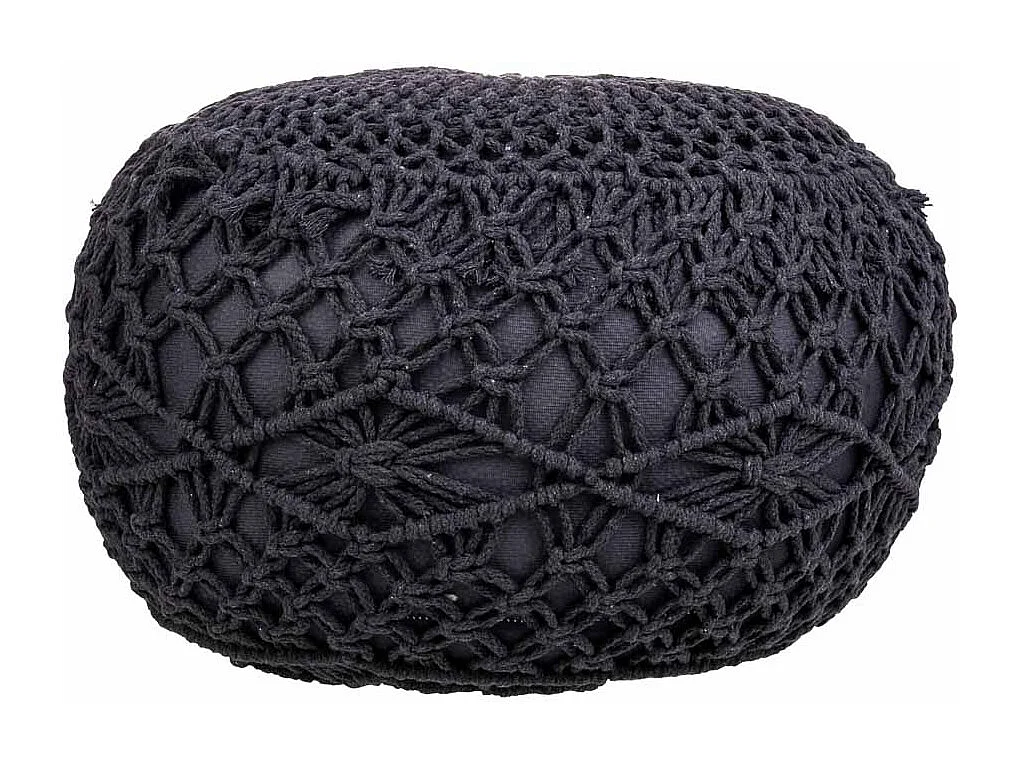 Pouf coton tressé gris foncé 45x45x30