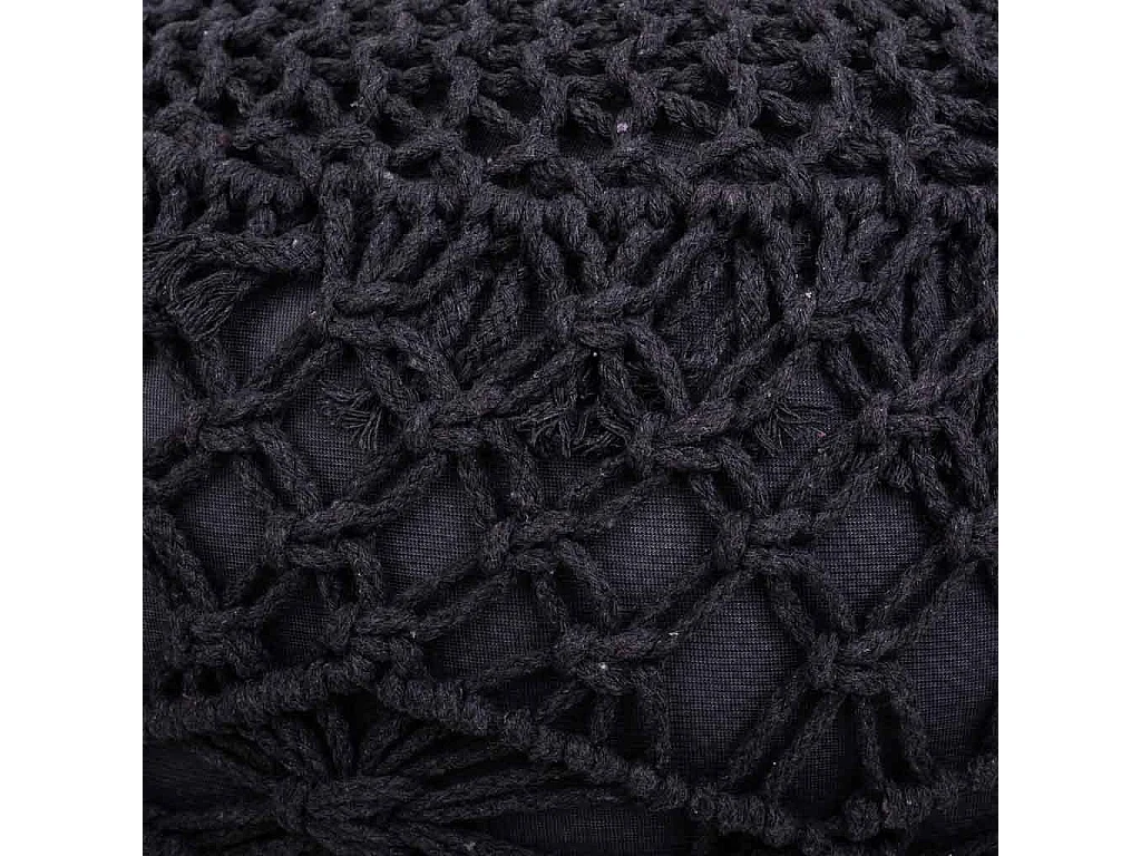 Pouf coton tressé gris foncé 45x45x30