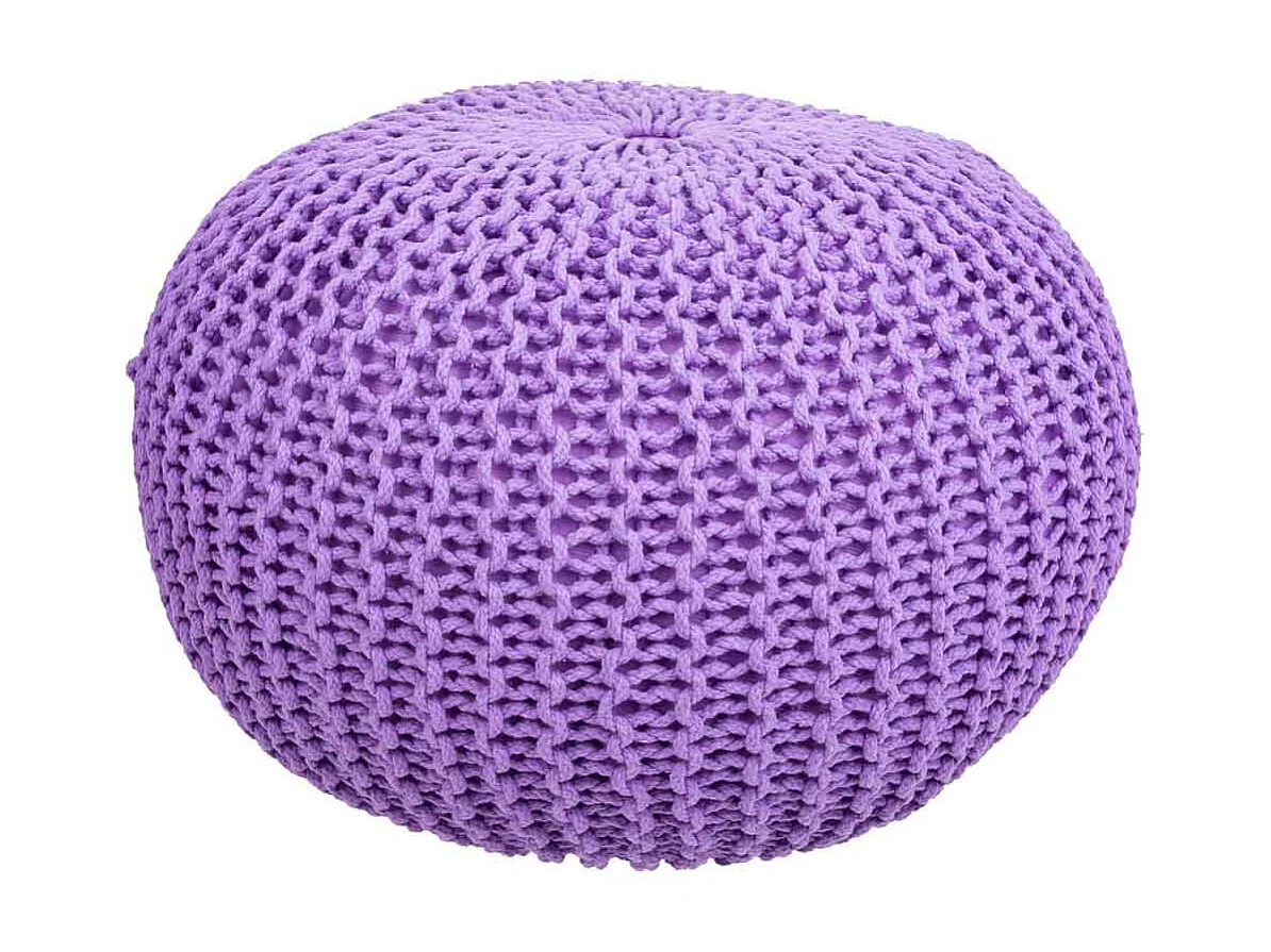 Pouf en coton tressé violet 45x45x30h