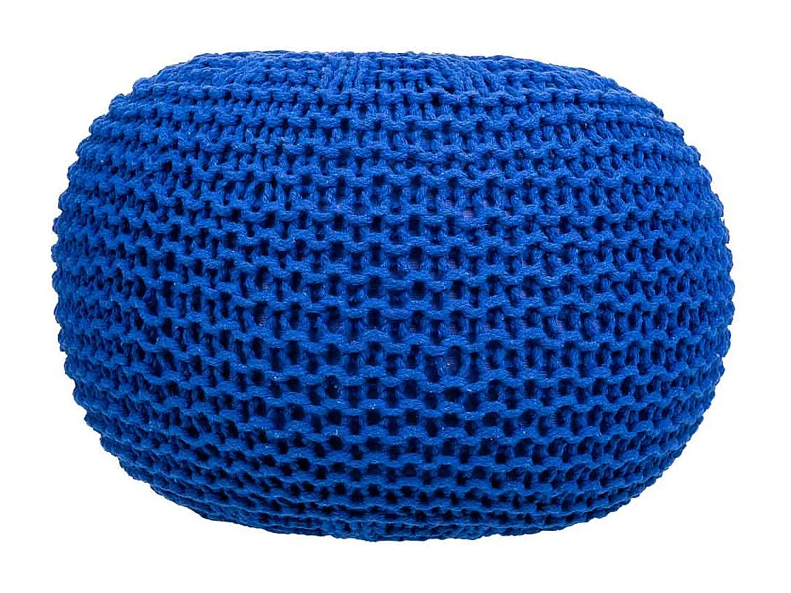 Pouf in cotone intrecciato blu 38x38x28h