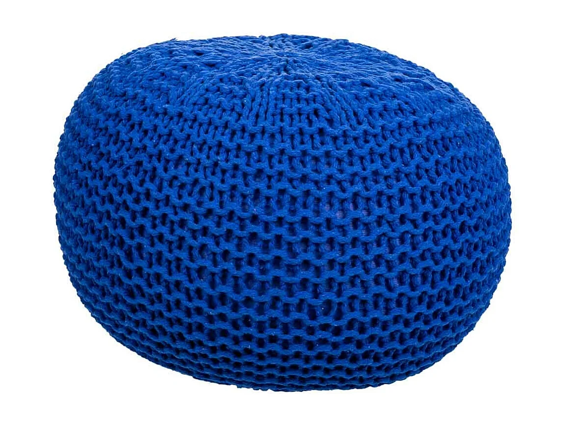 Pouf in cotone intrecciato blu 38x38x28h